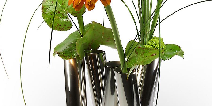 vase mit 6 zylindern und gerbera